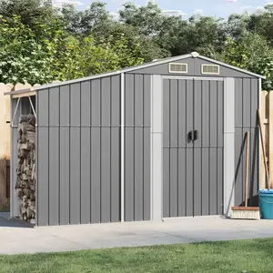vidaXL Abri de jardin gris 277x93x179 cm acier galvanisé pas cher