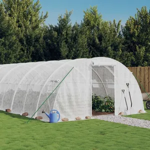 vidaXL Serre avec cadre en acier blanc 64 m² 16x4x2 m pas cher