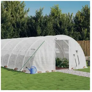 vidaXL Serre avec cadre en acier blanc 32 m² 8x4x2 m pas cher
