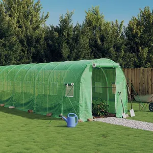 vidaXL Serre avec cadre en acier vert 44 m² 22x2x2 m