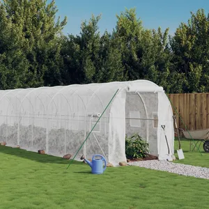 vidaXL Serre avec cadre en acier blanc 12 m² 6x2x2 m