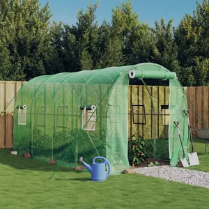 vidaXL Serre avec cadre en acier vert 8 m² 4x2x2 m