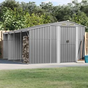 vidaXL Abri de jardin gris 277x365,5x179 cm acier galvanisé pas cher