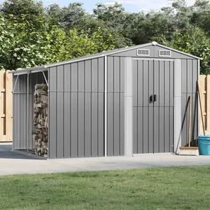 vidaXL Abri de jardin gris 277x192,5x179 cm acier galvanisé pas cher