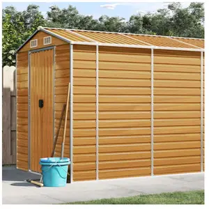 vidaXL Abri de jardin marron clair 191x725x198 cm acier galvanisé