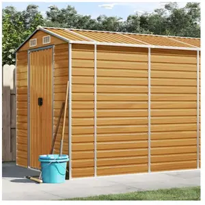 vidaXL Abri de jardin marron clair 191x555x198 cm acier galvanisé