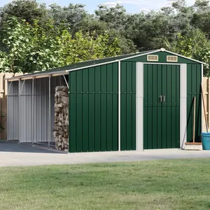 vidaXL Abri de jardin vert 277x365,5x179 cm acier galvanisé pas cher