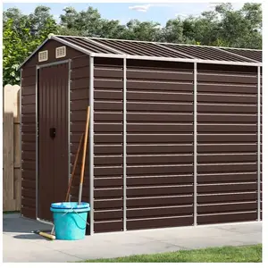 vidaXL Abri de jardin marron 191x725x198 cm acier galvanisé pas cher