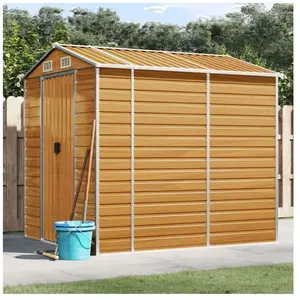 vidaXL Abri de jardin marron clair 191x215x198 cm acier galvanisé