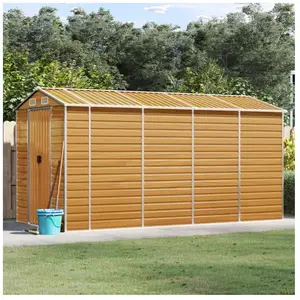 vidaXL Abri de jardin marron clair 191x385x198 cm acier galvanisé pas cher