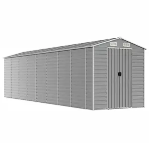 vidaXL Abri de jardin gris clair 191x725x198 cm acier galvanisé pas cher