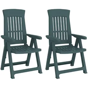 vidaXL Chaises inclinables de jardin 2 pcs vert PP pas cher