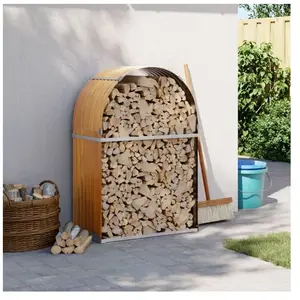vidaXL Porte-bûches marron clair 80x45x120 cm acier galvanisé pas cher