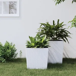 Comparateur de prix : vidaXL Jardinière et intérieur amovible blanc 21 /32 L rotin PP