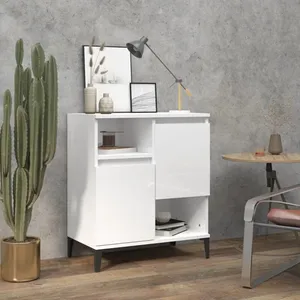 vidaXL Buffet Blanc brillant 60x35x70 cm Bois d'ingénierie pas cher