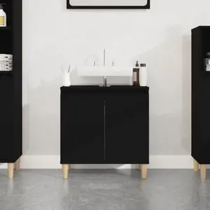 vidaXL Meuble d'évier noir 58x33x60 cm bois d'ingénierie pas cher