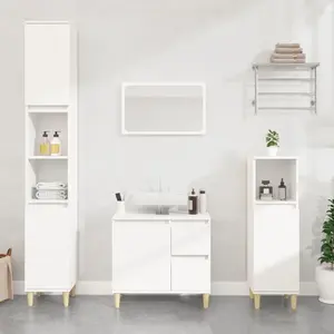 Comparateur de prix : vidaXL Armoire de salle de bain blanc 30x30x190 cm bois d'ingénierie