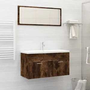 vidaXL Ensemble de meubles de salle de bain 2 pcs Chêne fumé pas cher