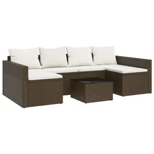 vidaXL Salon de jardin 2 pcs avec coussins Marron Résine tressée pas cher