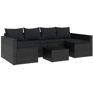 vidaXL Salon de jardin 2 pcs avec coussins Noir Résine tressée pas cher