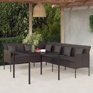 vidaXL Ensemble à manger de jardin coussins 2pcs noir résine tressée pas cher