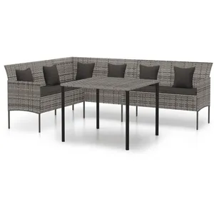 vidaXL Ensemble à manger de jardin et coussins 2 pcs gris rotin pas cher