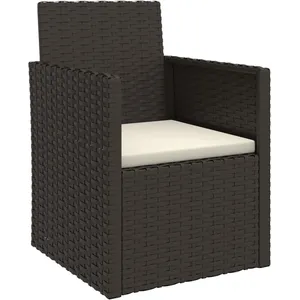 vidaXL Fauteuil de jardin avec coussin Noir Résine tressée pas cher