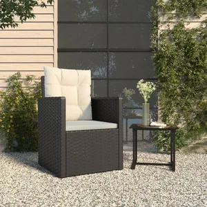Comparateur de prix : vidaXL Fauteuil de jardin avec coussins Noir Résine tressée