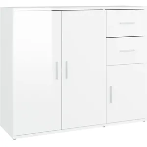 vidaXL Buffet Blanc brillant 91x29,5x75 cm Bois d'ingénierie pas cher