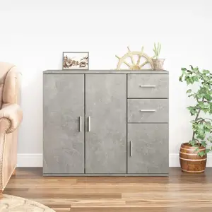 vidaXL Buffet Gris béton 91x29,5x75 cm Bois d'ingénierie pas cher