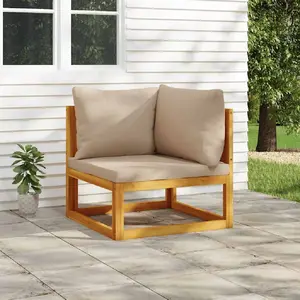 vidaXL Canapé d'angle sectionnel et coussins taupe bois massif acacia pas cher