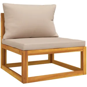 vidaXL Canapé central de jardin et coussins taupe bois massif d'acacia pas cher