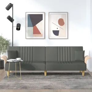 vidaXL Canapé-lit avec accoudoirs gris foncé tissu pas cher