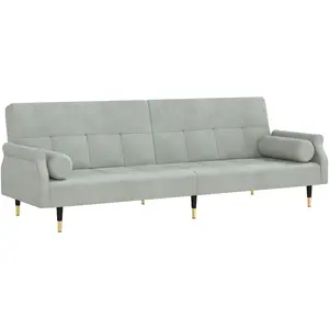 vidaXL Canapé-lit avec coussins gris clair velours