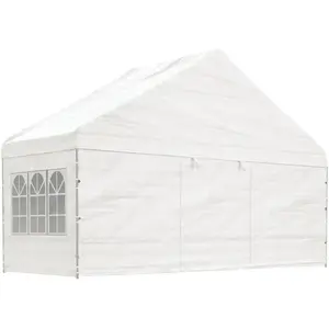 vidaXL Belvédère avec toit blanc 5,88x2,23x3,75 m polyéthylène pas cher