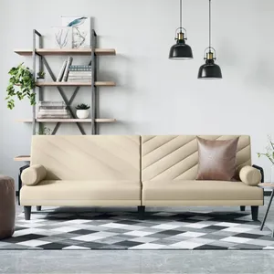 vidaXL Canapé-lit avec accoudoirs crème tissu pas cher
