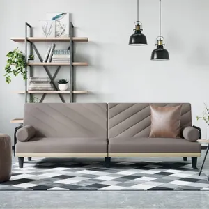 vidaXL Canapé-lit avec accoudoirs taupe tissu pas cher