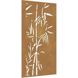Comparateur de prix : vidaXL Décoration murale jardin 105x55 cm acier corten design bambou