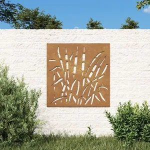Comparateur de prix : vidaXL Décoration murale jardin 55x55 cm acier corten design d'herbe