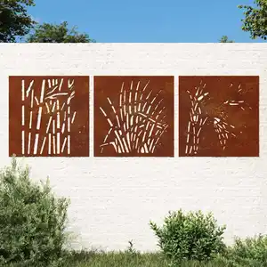 Comparateur de prix : vidaXL Décorations murales jardin 3 pcs 55x55 cm design d'herbe