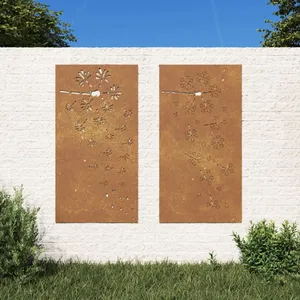 Comparateur de prix : vidaXL Décorations murales de jardin 2pcs 105x55 cm design de fleur