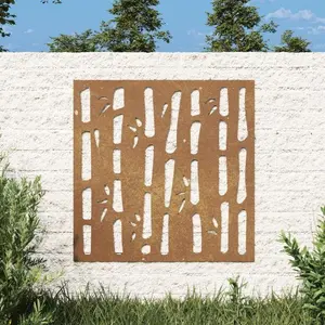 Comparateur de prix : vidaXL Décoration murale jardin 55x55 cm acier corten design bambou