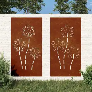 Comparateur de prix : vidaXL Décorations murales de jardin 2pcs 105x55 cm design de fleur