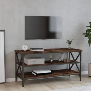 vidaXL Meuble TV Chêne fumé 100x40x50 cm Bois d'ingénierie pas cher