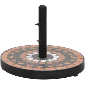 Comparateur de prix : vidaXL Base de parasol terre cuite et blanc rond 12 kg
