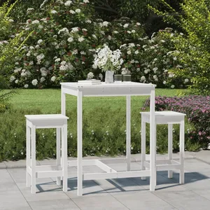 Comparateur de prix : vidaXL Ensemble de bar de jardin 3 pcs blanc bois de pin massif