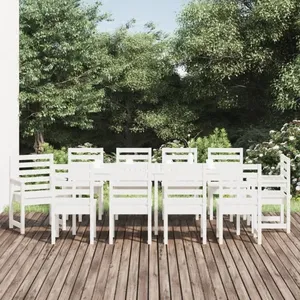 Comparateur de prix : vidaXL Ensemble à manger de jardin 11 pcs blanc bois massif de pin