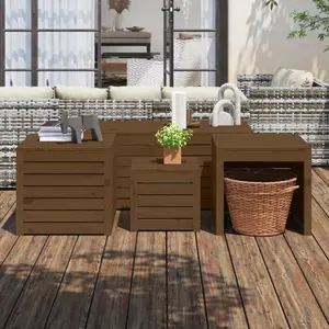 Comparateur de prix : vidaXL Ensemble de boîtes de jardin 4 pcs marron miel bois pin massif