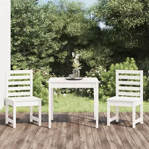 vidaXL Ensemble de bistrot de jardin 3 pcs blanc bois de pin massif pas cher