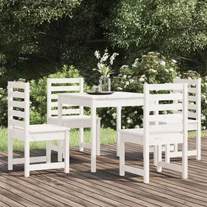 vidaXL Ensemble à manger de jardin 5 pcs blanc bois massif de pin pas cher